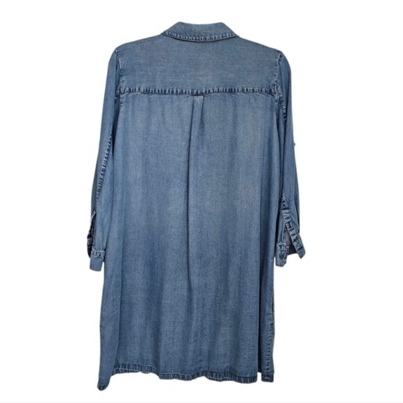 Club Monaco Blue Denim Shirt Dress Size Small - Picture 3 of 6
